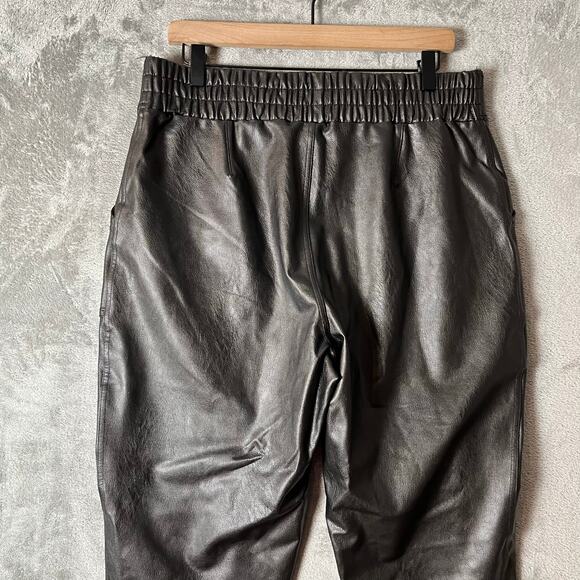 SPANX Black Leather Like Joggers Size 1X High Rise 20283R Pull On New - Picture 4 of 7